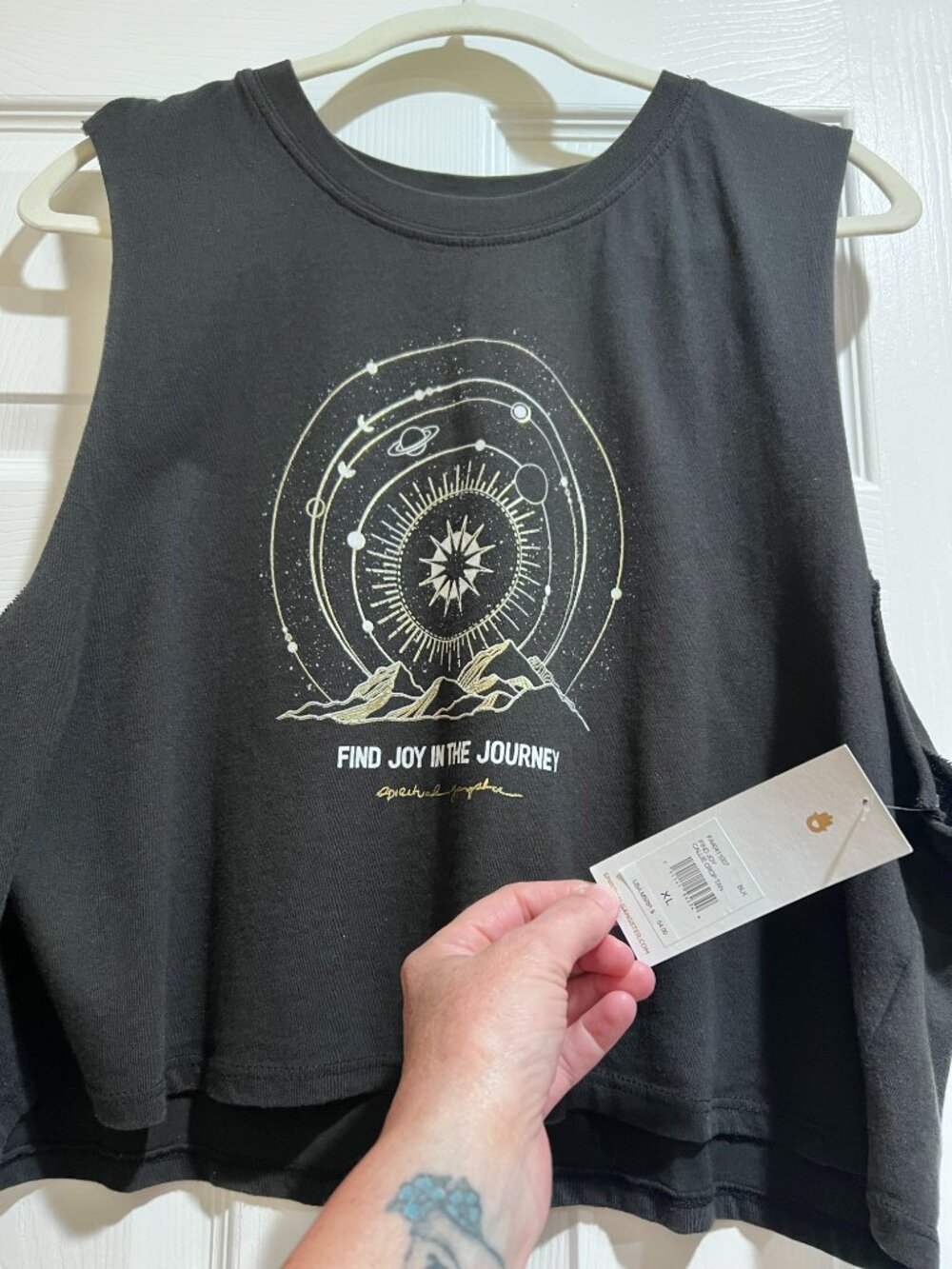 Spiritual Gangster Find Joy Callie Crop Tank Black Size XL NWT - Picture 3 of 3
